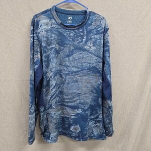 Realtree‎ Fishing Mens Blue Aspect Camo Long Sleeve Performance Shirt Large L